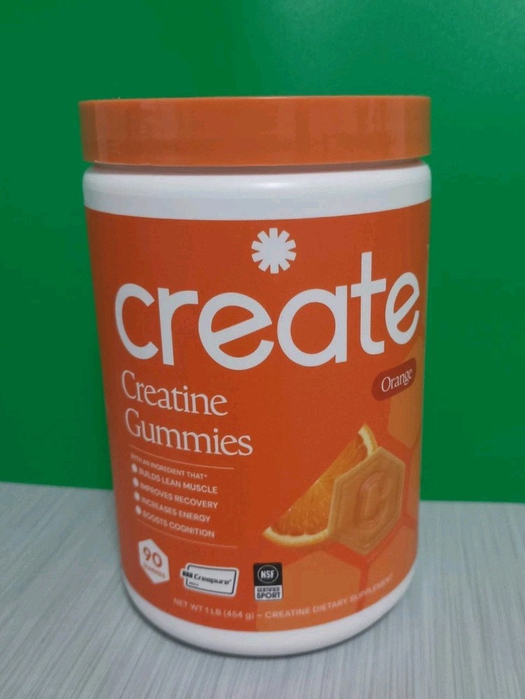 Create Creatine Monohydrate Gummies Strength, Orange 90unit **FREE SHIPPING**