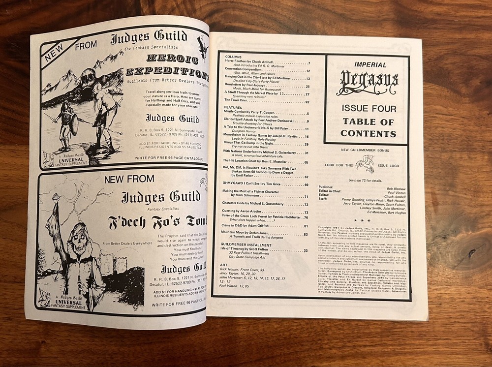 1981 Judges Guild PEGASUS magazine #4