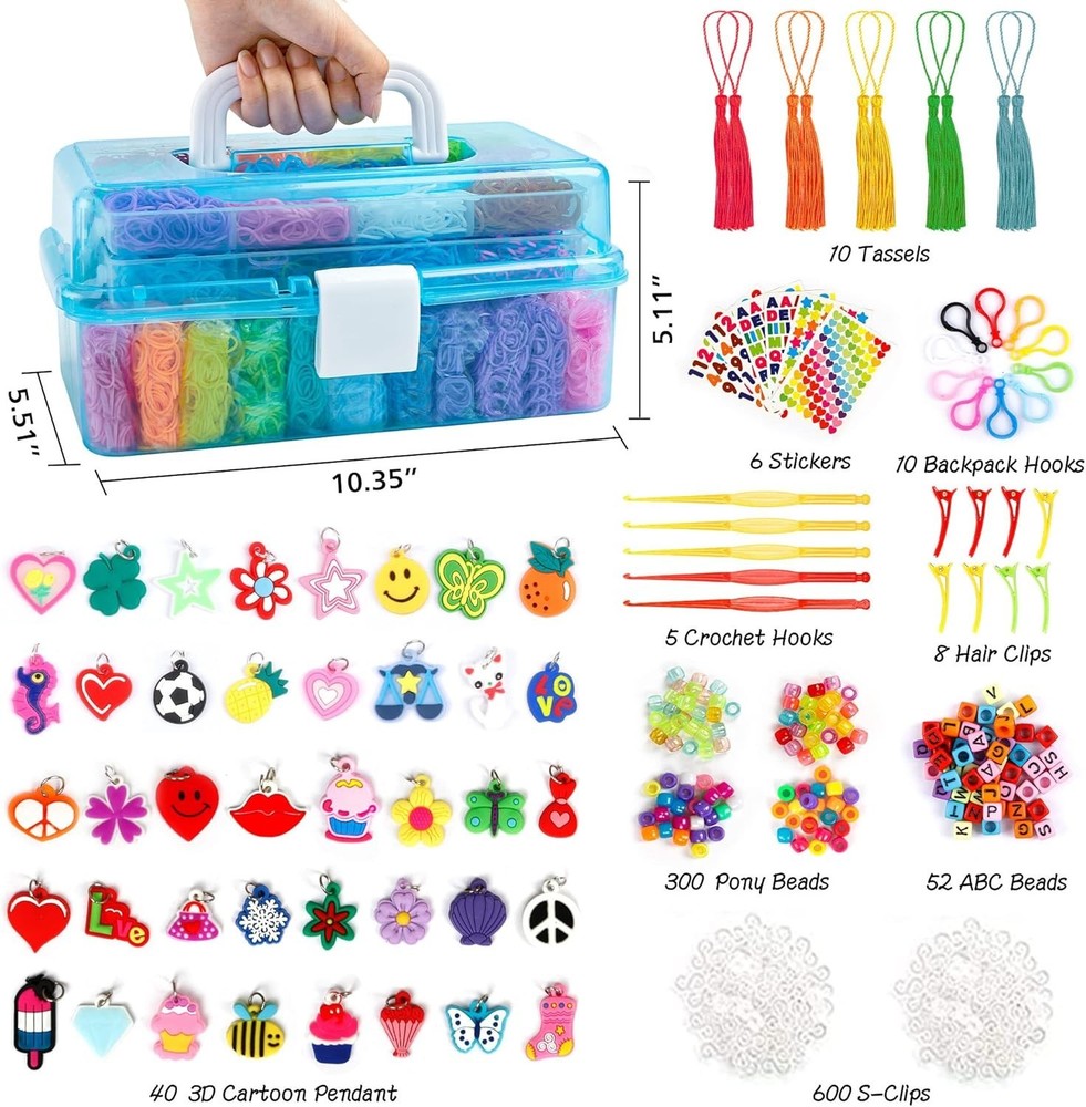 17500+ Rubber Bands Set with Blue Container