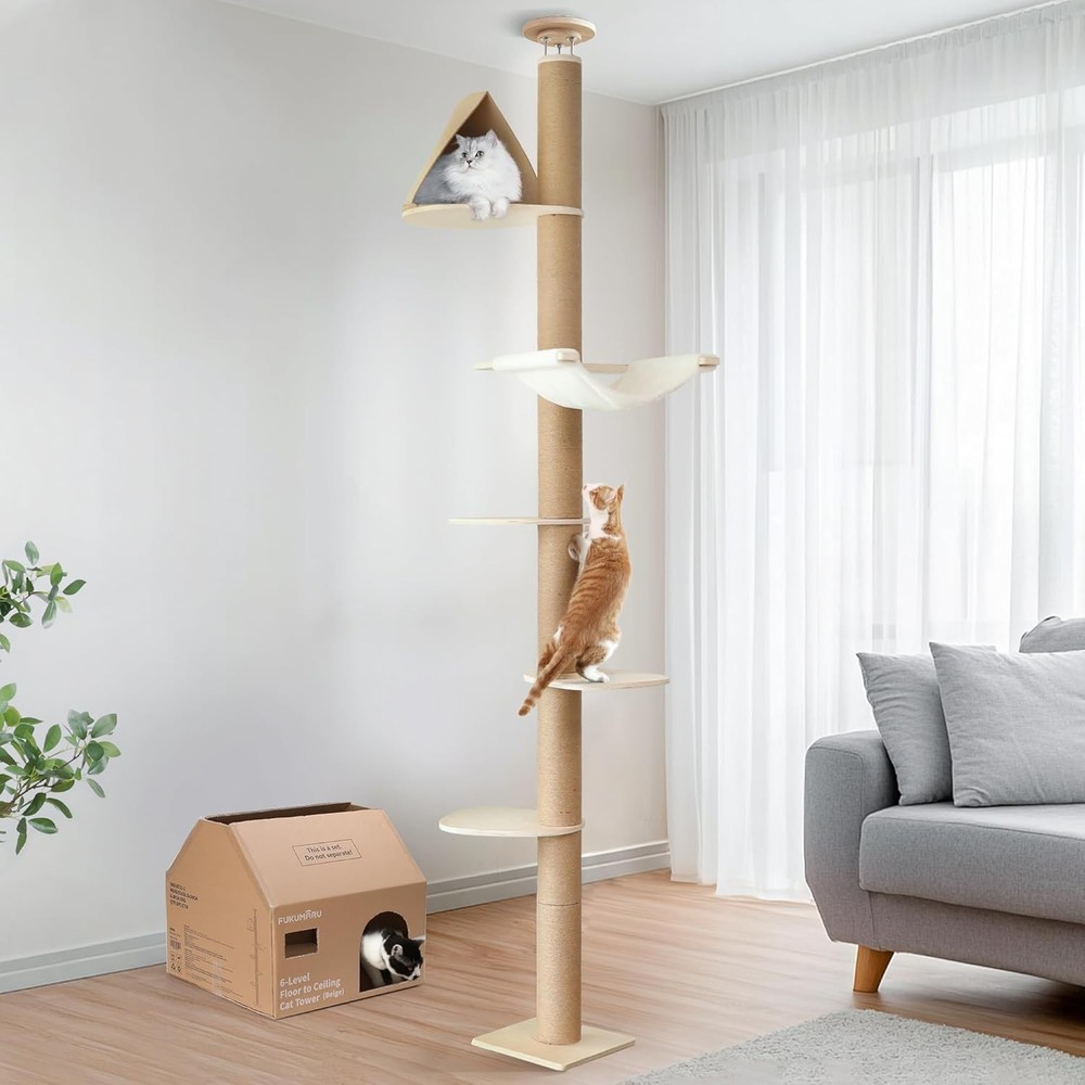6 Level Adjustable Height (5.7-9.8 ft) Climbing Tower with