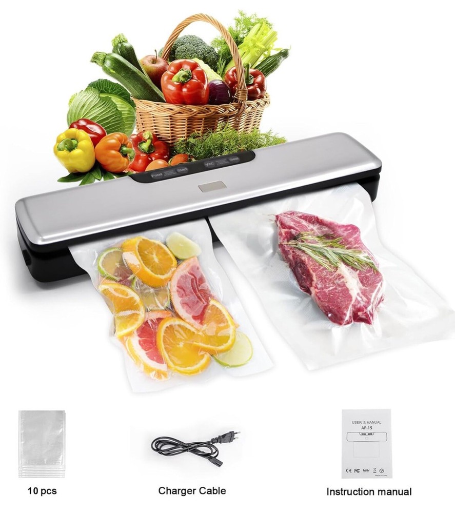 Flyfox Vacuum Sealer Machine - Strong, Multi-functional, and Black&Silvery
