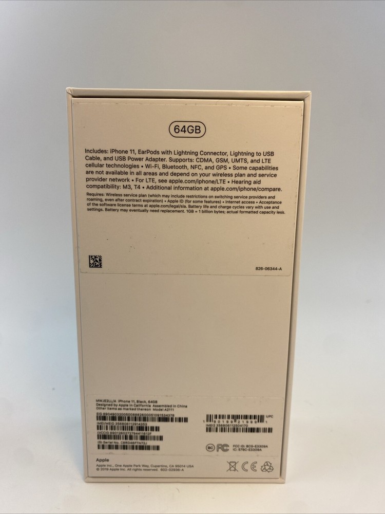 Apple iPhone 11 64GB Black EMPTY BOX ONLY.
