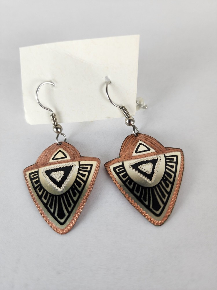 Arrowhead Tribal Triangle Copper Dangle Earrings