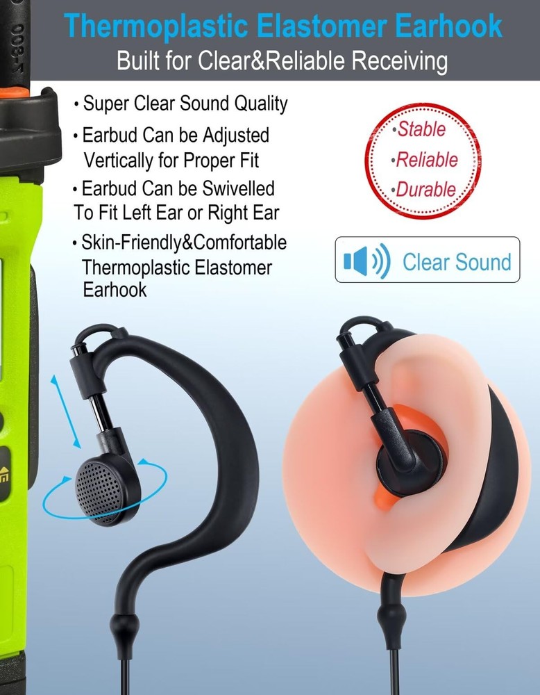 Earpiece Compatible with Kenwood Baofeng BTECH Samcom Retevis Radioddity Radi...