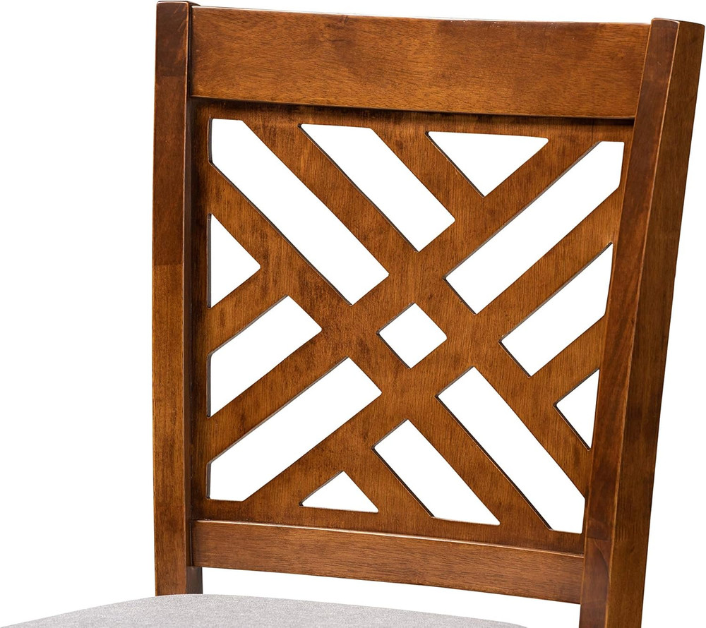 Modern Grey Fabric & Walnut Bar Stool Set - 2-Piece Design