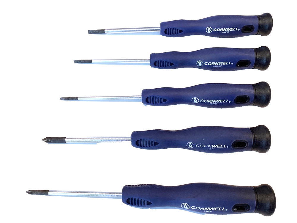 Cornwell Tool CSDP7S 5 Piece Soft Grip Pro Precision Screwdriver Set Spinner Top