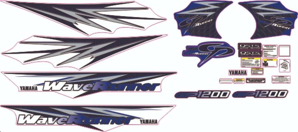 YAMAHA WAVERUNNER GP 1200 1997 Graphics / Decal / Sticker Kit BLUE