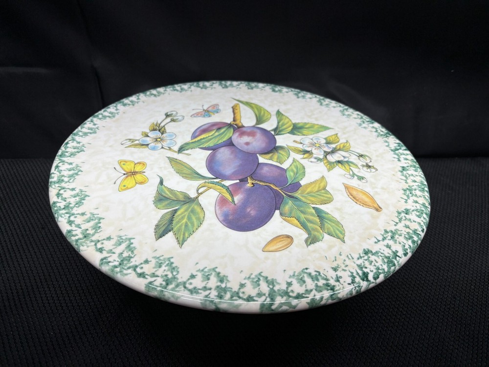 Himark "FRUIT / PLUMS" Ceramic Pedestal Cake Stand ~ 13" Diameter