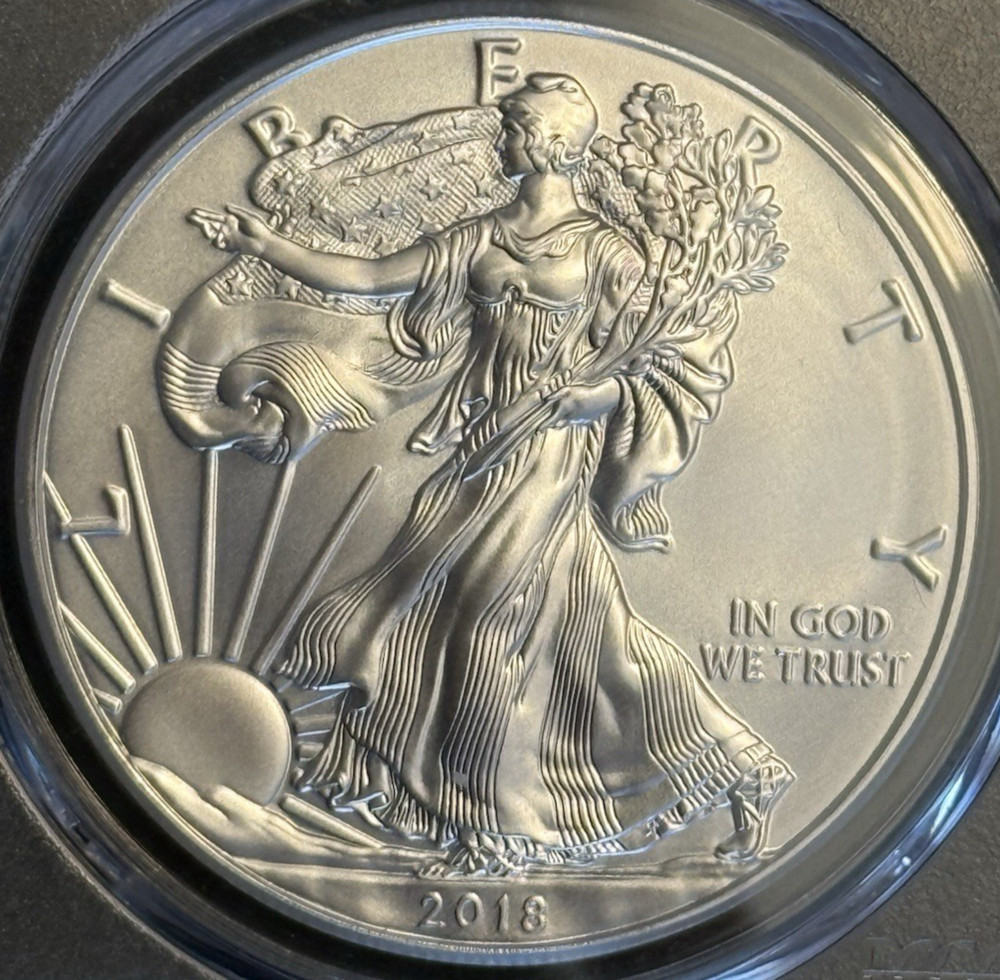 2018 Silver Eagle PCGS MS70 FIRST STRIKE (Flag Label)