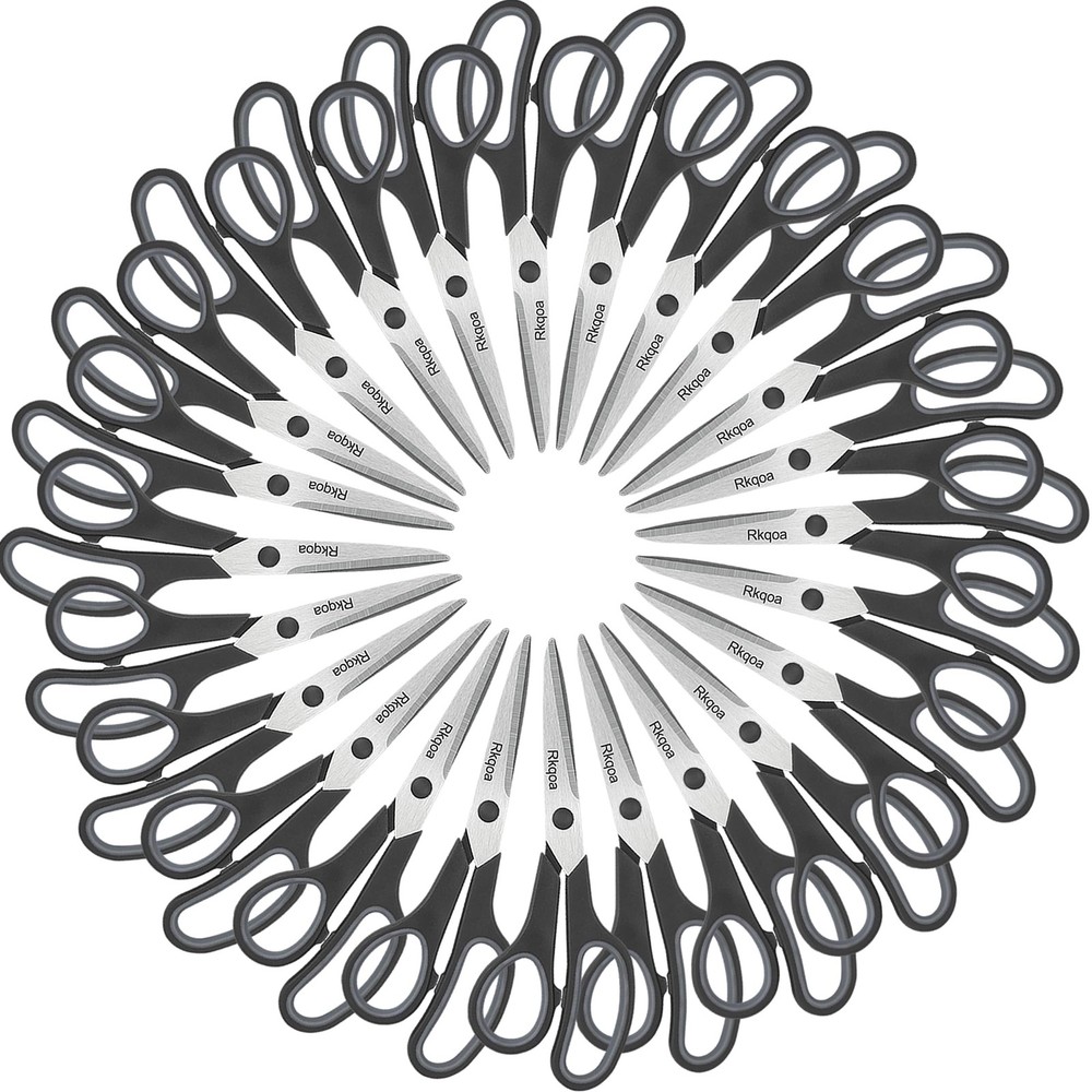 24 Black Scissors Bulk, 8" All Purpose Scissors Pack - Thick Sharp Shears for...