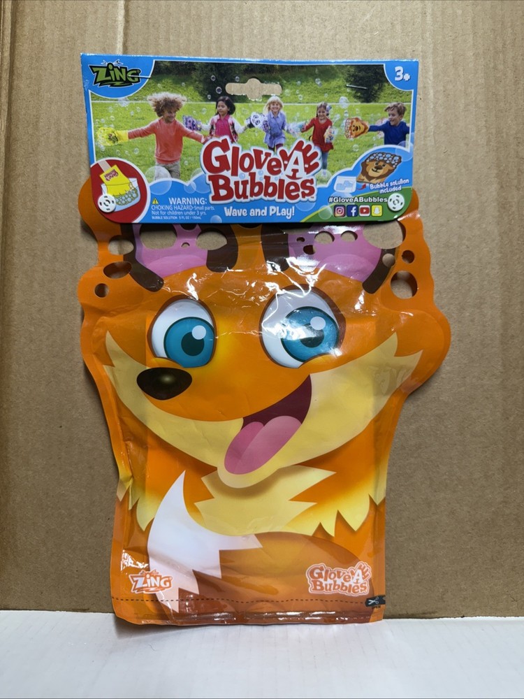 Glove A Bubble Fox with bubble solution Wave & Play Zing Bubble Glove NEW