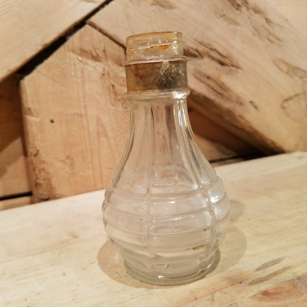 Clear Glass Light Bulb Shaped Bottle with Ridges - Swanky Barn
