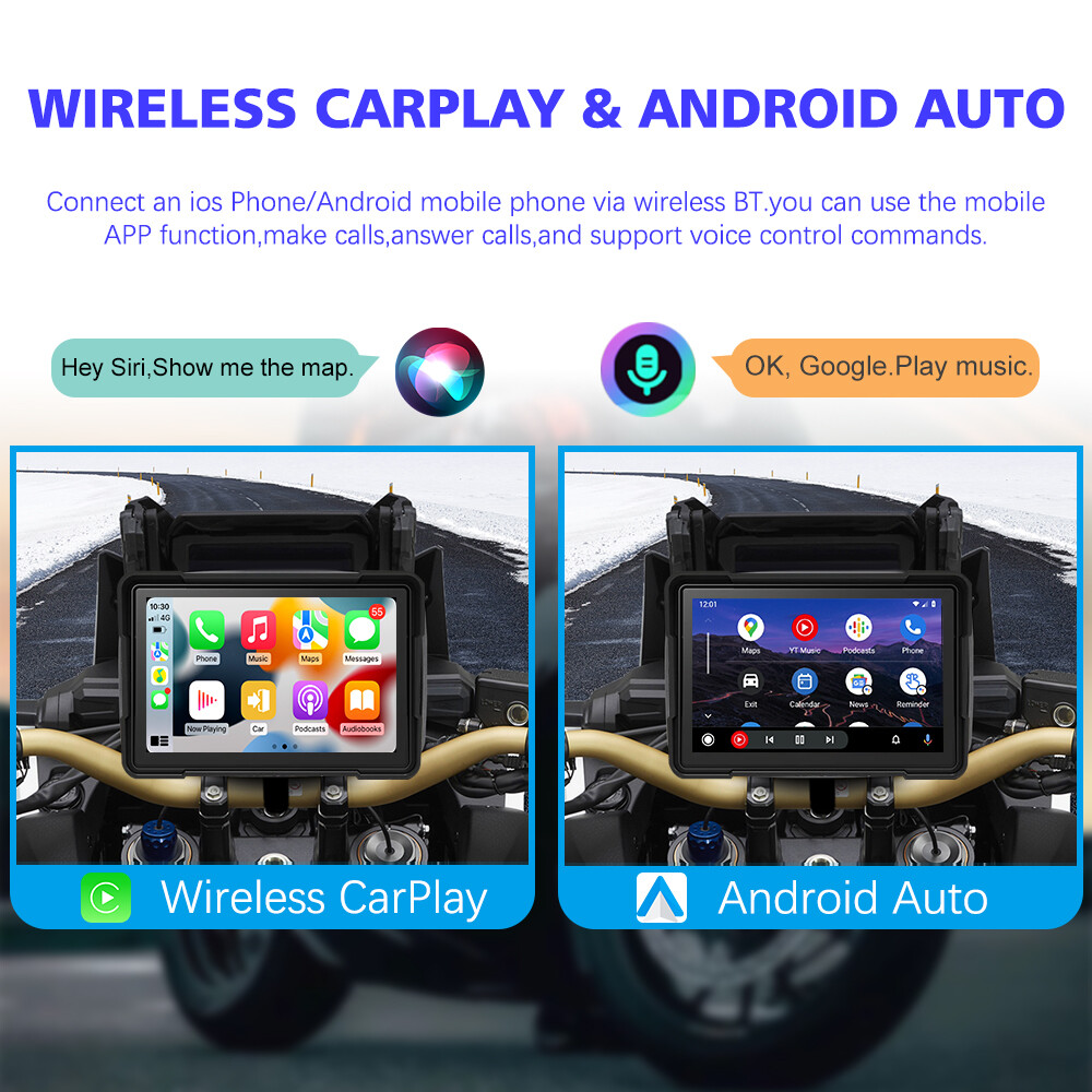 Motorcycle Navigator Buildin Carplay&Android Auto WaterProof 5Inch Linux System