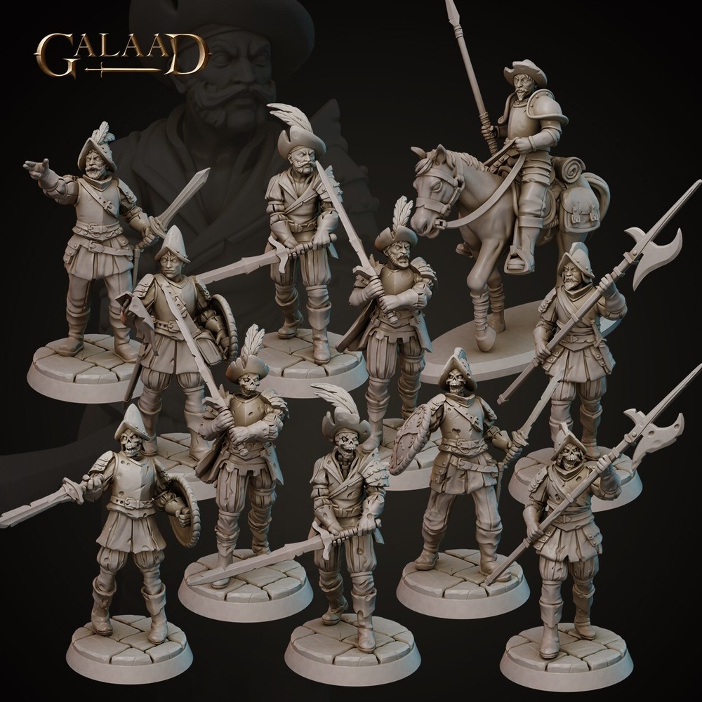 Conquistador x 11 Galaad Miniatures, Dungeons & dragons, Pathfinder, D&D, 5e