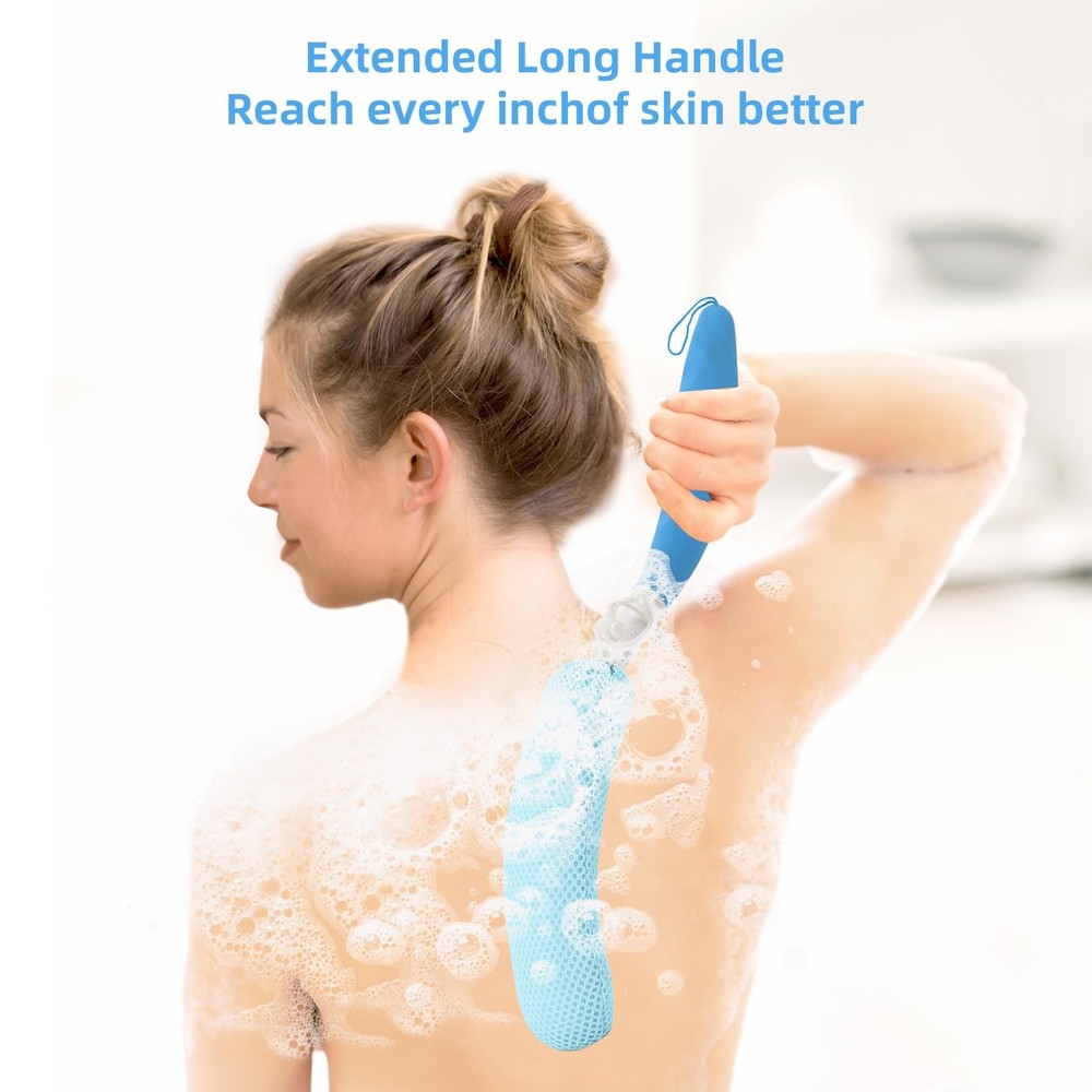 Long Handle Bath Brush Anti-Slip Curve Handled Back Scrubber Elderly Aid