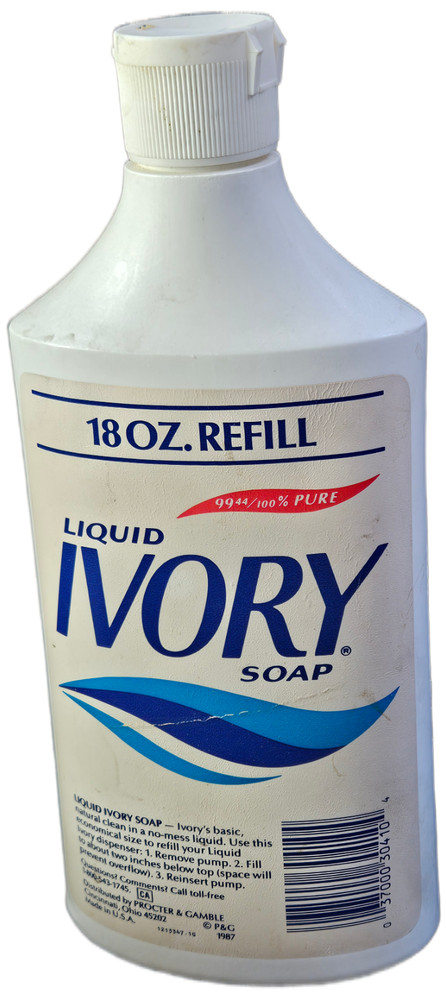 Vintage 1987 Ivory Liquid Dish Soap bottle 70% full