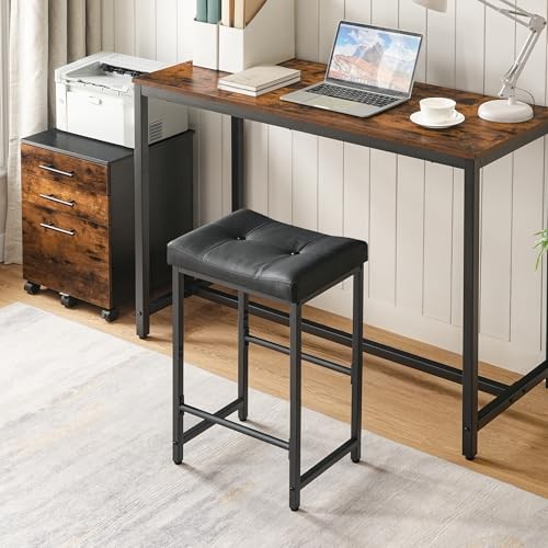 Bar Stools,25.4" Saddle Stools with PU Upholstery, Counter Height Stools Black