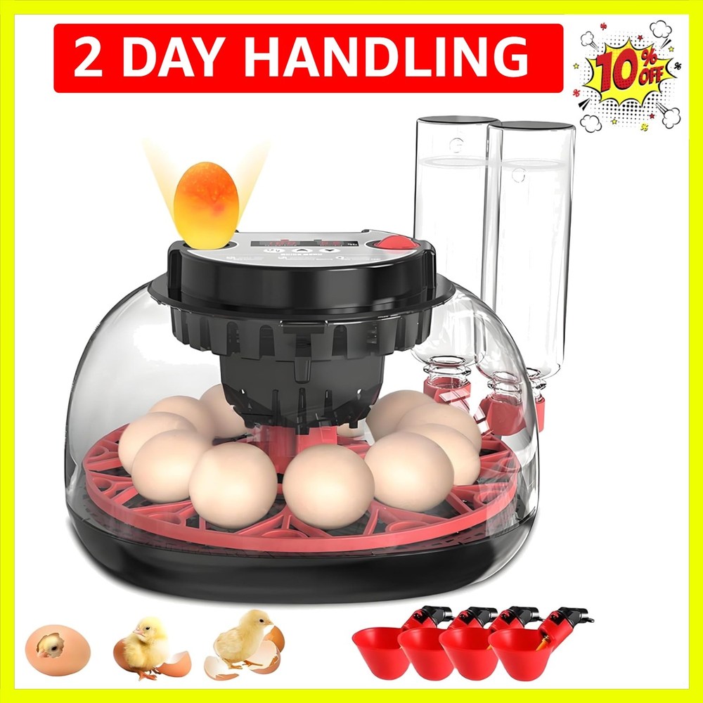 Incubators for Hatching Eggs, 12 Egg Incubator with Automatic Egg Turning and...