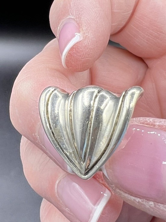 Vintage Kabana Sterling Silver Button Cover, Shield Shape
