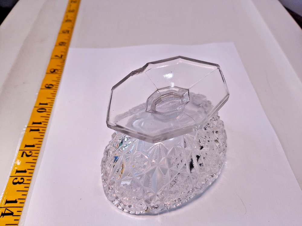 Vintage cut glass candy footer sharp edges