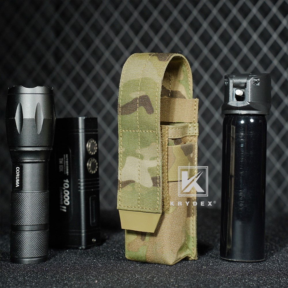 KRYDEX Tactical Flashlight Holster Low Profile Pouch Green MOLLE&Belt System