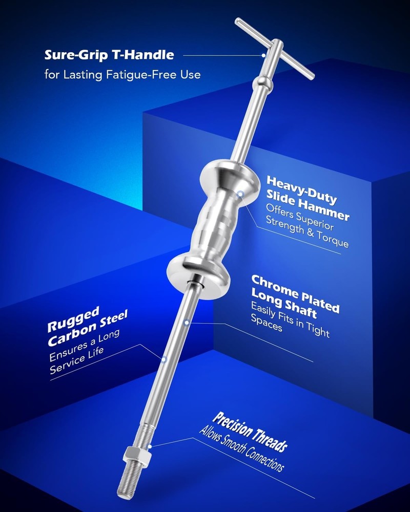 Motor Tech 9-Way Slide Hammer Puller Set, Front Wheel Hub Bearing Remover