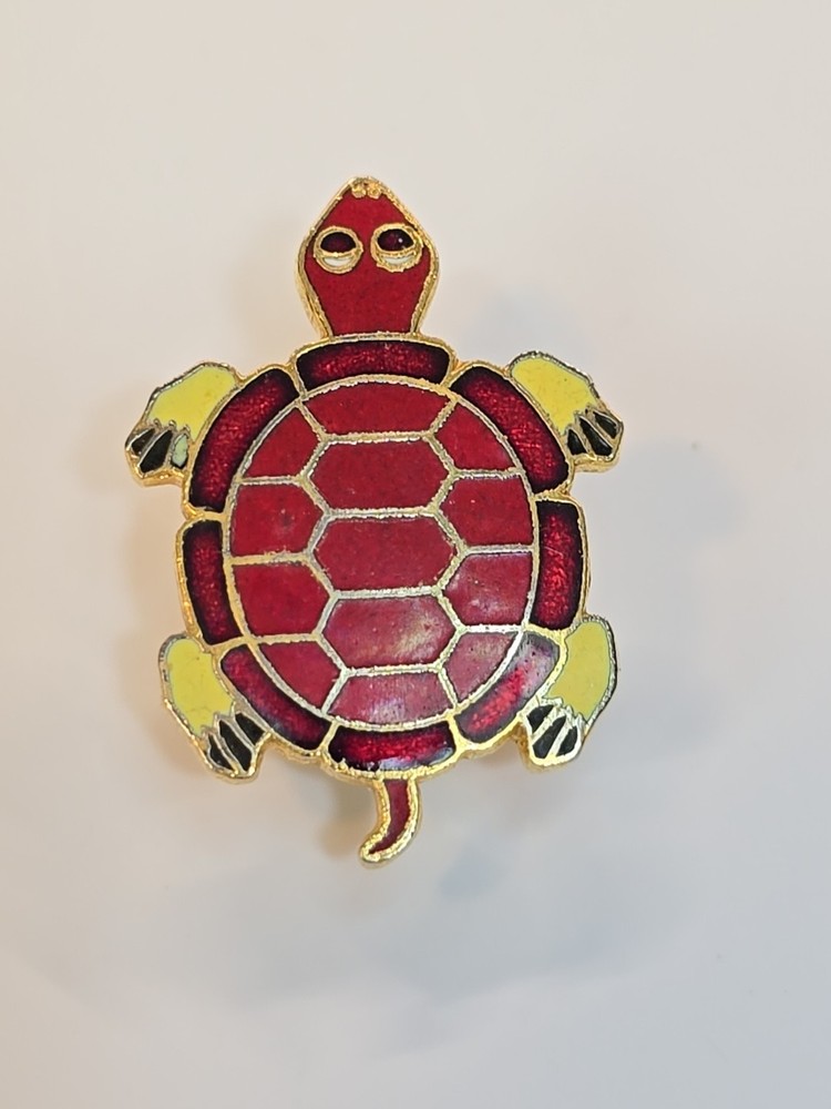 Turtle With Red Shell & Yellow Legs Lapel Pin