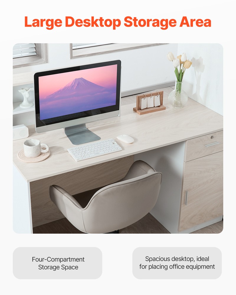 Reception Desk Rectangular Front Counter Table 55.12 in Wood Office Table