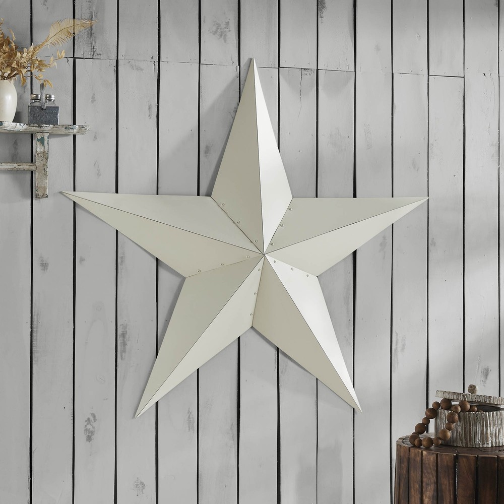 VHC Brands Metal Star Distressed Creme 48x48