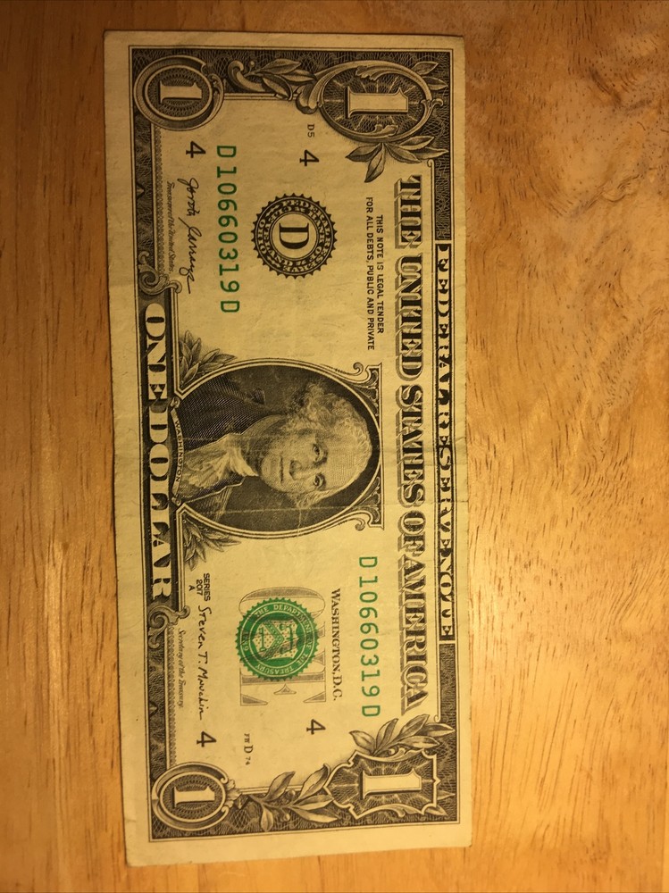 Fancy 2017 Error $1 Bill~Off Center Print/Cut