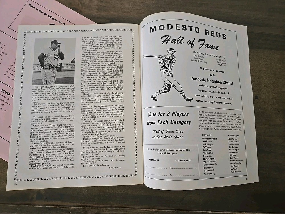 1968 MODESTO REDS PROGRAM.