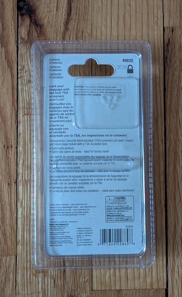 Master Lock 4683Q 4-Piece Keyed Padlock Set – TSA Accepted Security Locks