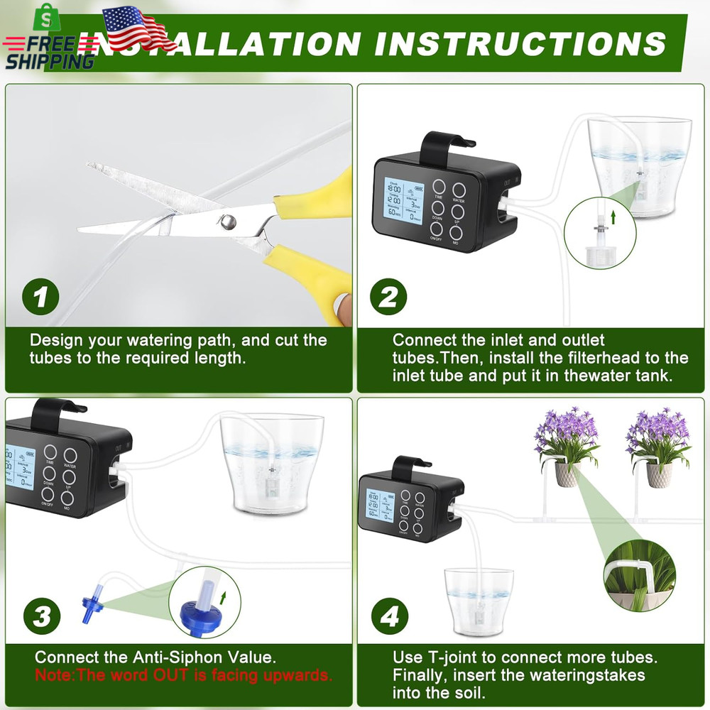 Automatic Plant Waterer Indoor: Drip Irrigation System with Large Display, Easy