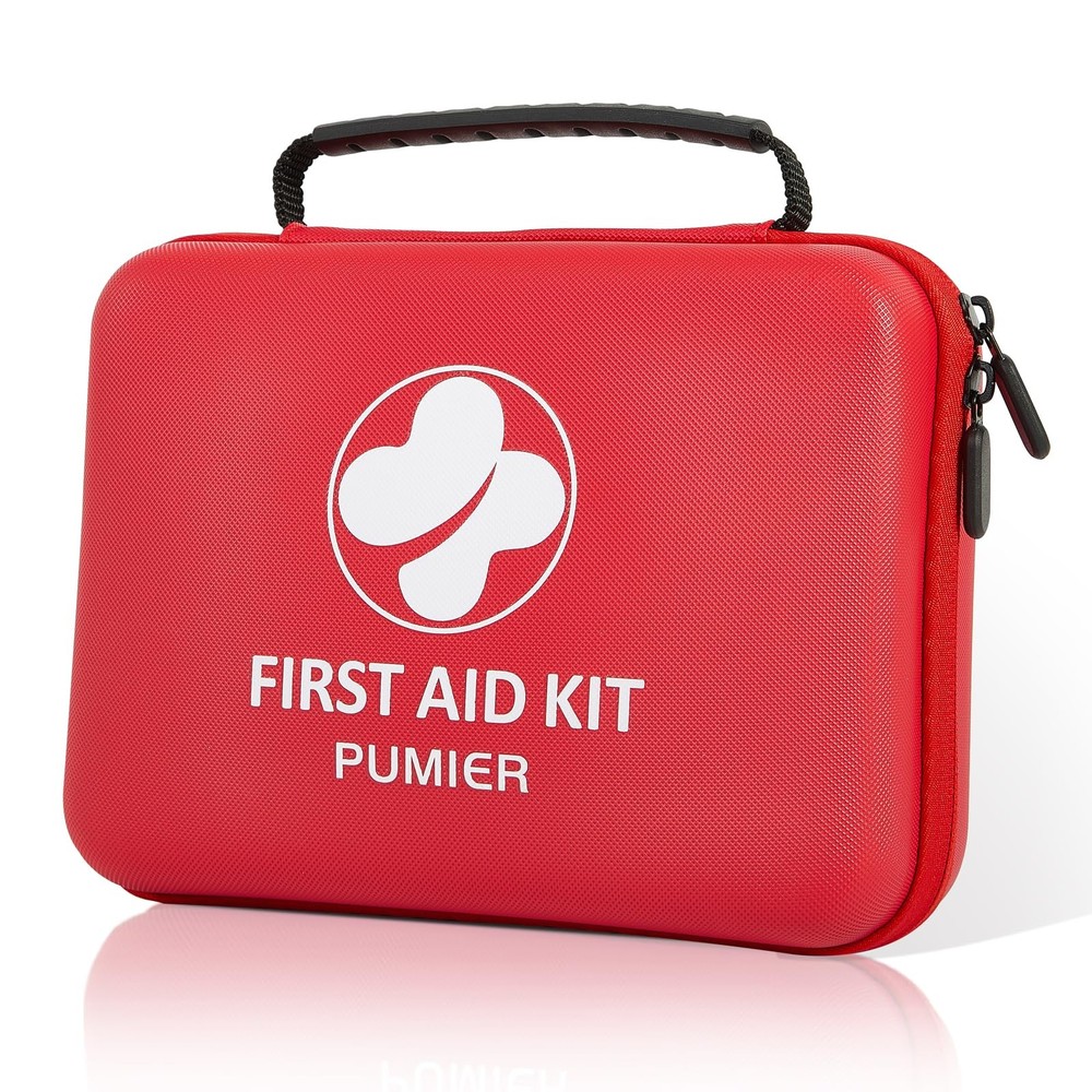First Aid Kit - 368pcs Waterproof Compact Portable Hard Case - Large, Red