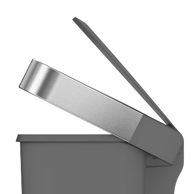 simplehuman Stainless Steel Plastic Kitchen Trash Can Bin Gray 45L Liner Step