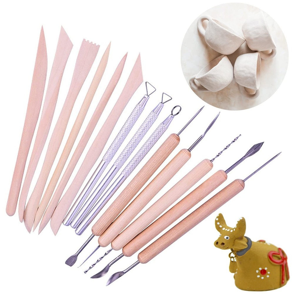 Polymer Clay Tools,25Pcs Pottery Sculpting Tools Set with Plastic Case for Ce...