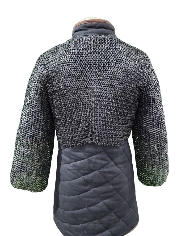 Half Body Chainmail Shirt 9 mm Flat Ring Front Open Riveted Chainmail Shirt