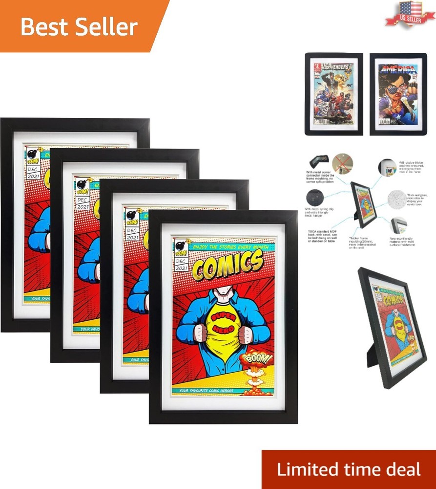 Premium Comic Book Frame Set - Real Glass - UV Protection - Versatile - 4 Pack