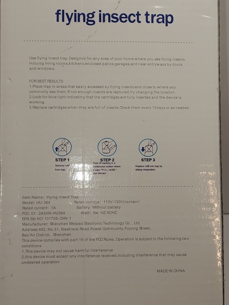 Flying Insect Trap for Indoor Use