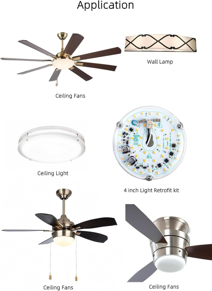4 Inch LED Retrofit Light Kit for Ceiling Fan Light Replacement Panel PCB 18W 60
