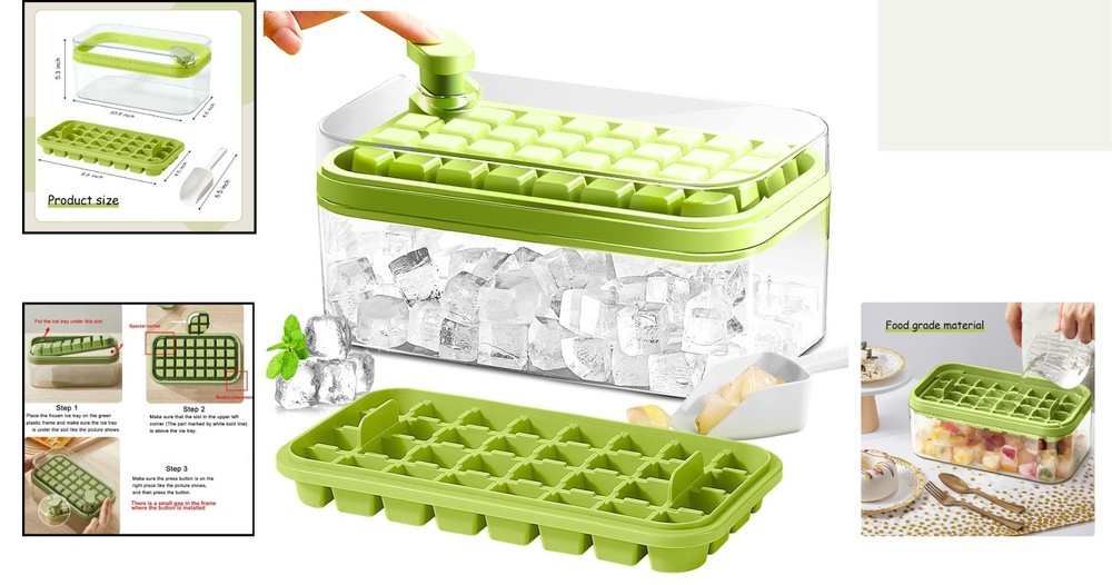 Creative Square Ice Cube Tray with Lid & Bin – Perfect Gift for Drink Lovers