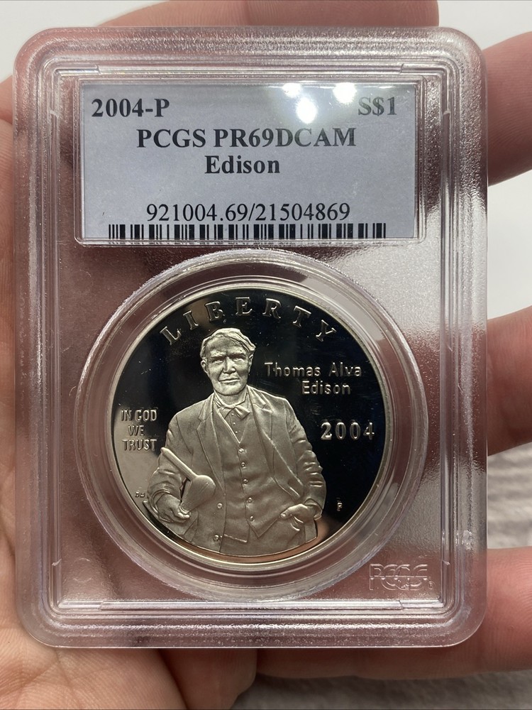 2004-P Thomas A. Edison Silver Dollar PCGS PR69DCAM 90%