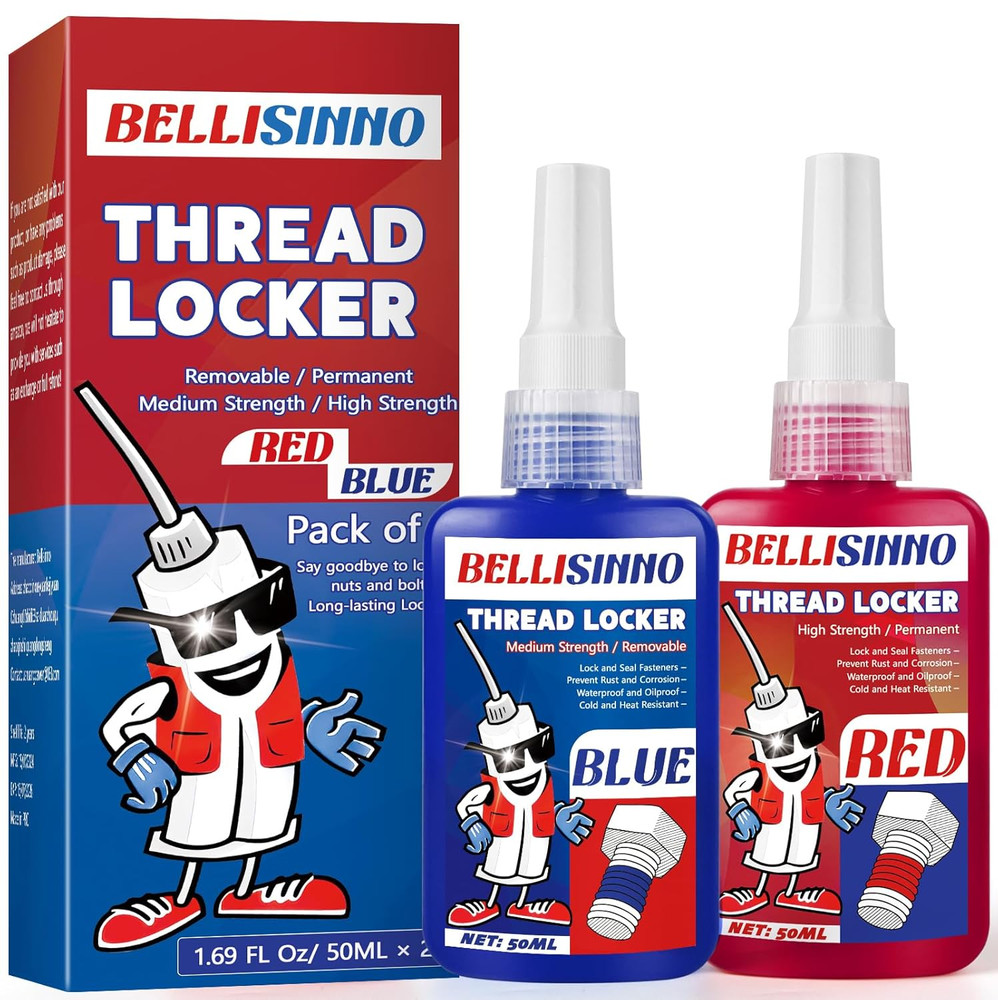 Thread Lock Blue and Red, Medium and Strong Strength Threadlocker, Thread Locker