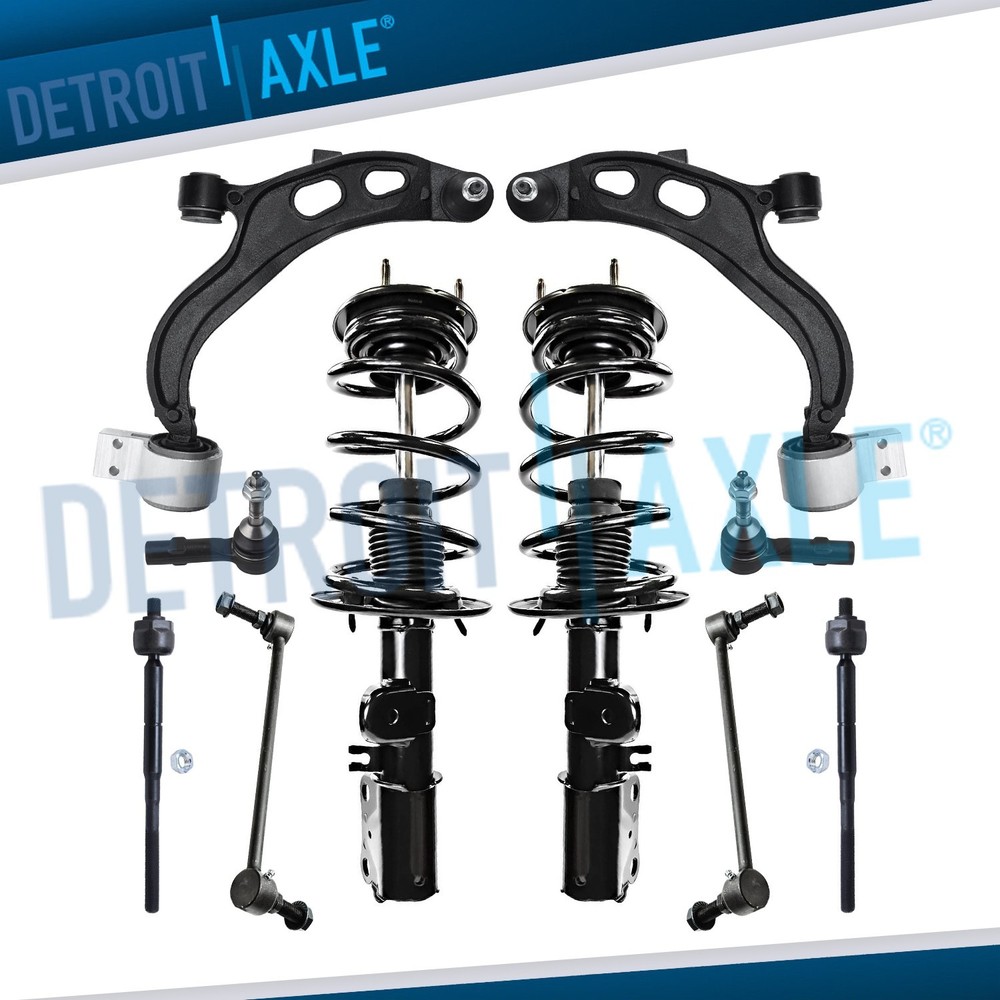 Front Struts Lower Control Arms Sway Bars Tie Rods Kit for 2013 - 2015 Flex MKT