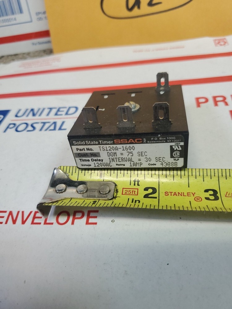 SSAC TS120A-1600 Solid State Timer DOM 75 SEC INTERVAL 30 SEC 120VAC USED, U2