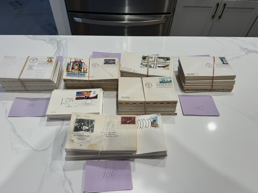 100 FDC 1984 olympics POSTCARD ROBERT PEAK ARTWORK SOME FIRST DAY COVERS 2 SIDE