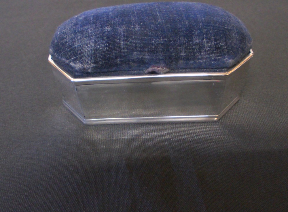 Solid Silver Canted Corner Pin Cushion & Jewellery Box Date 1907 By Cornelius De