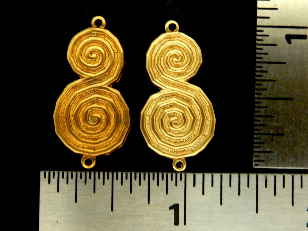 Greek Design / Raw Brass Stamping /Mirror Image / One Pair