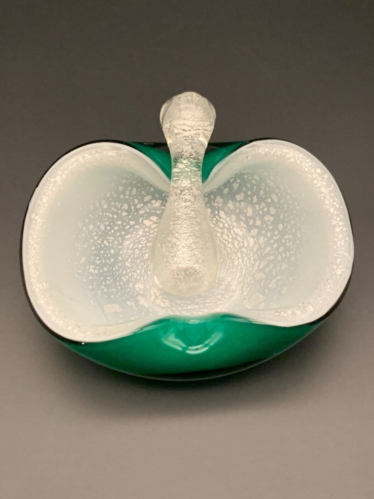 Murano Glass Mortar & Pestle - Green with White Inside