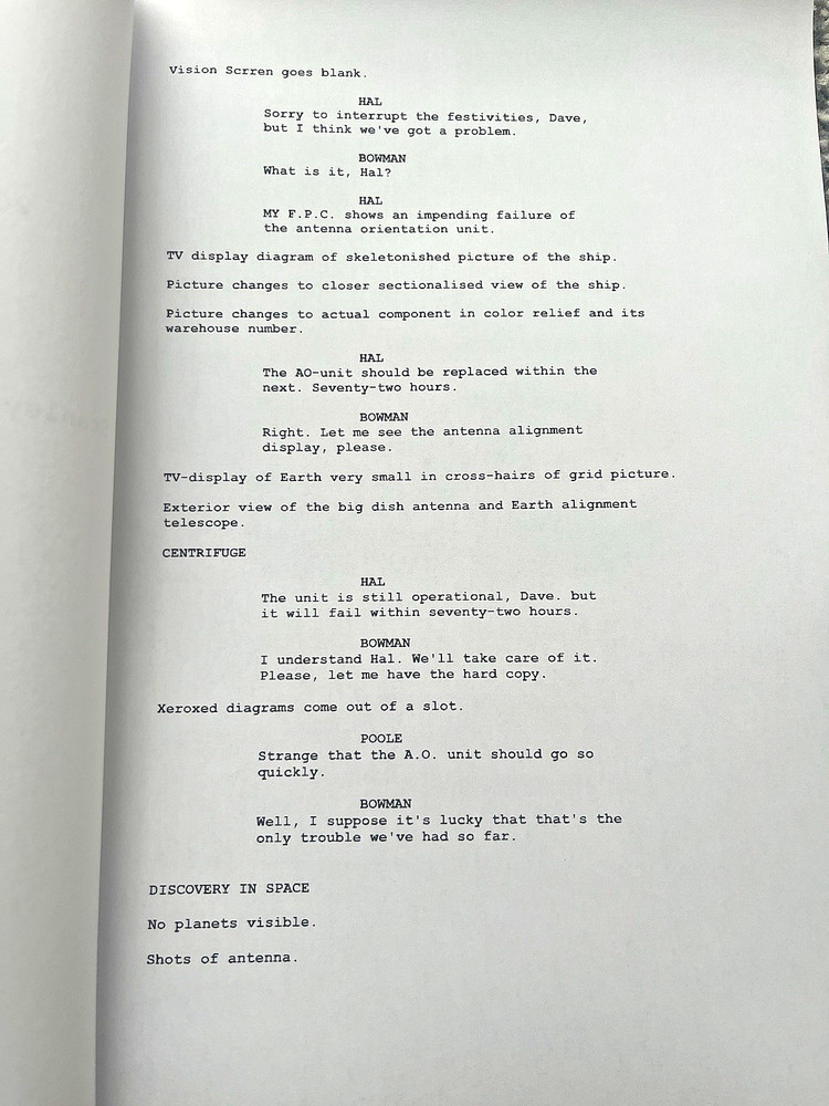 2001: A Space Odyssey Film Screenplay / Script. Gary Lockwood, Keir Dullea.